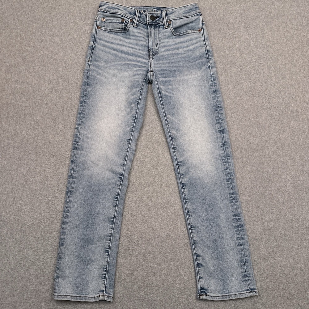 American Eagle Jeans Mens 26x27 Slim Straight Airflex Plus Light Wash Denim Flex